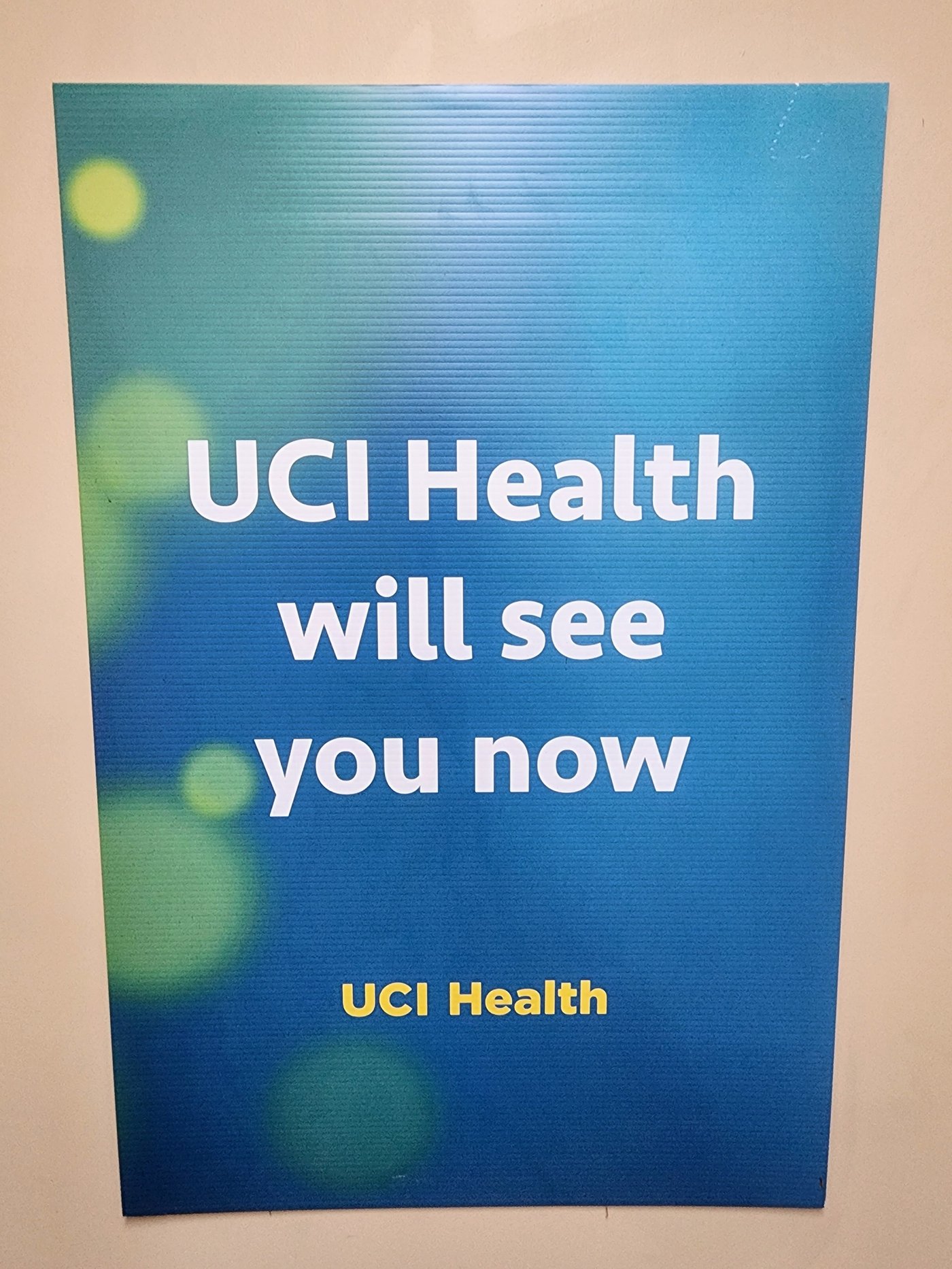 UCI Health typographic teaser poster — Will See You Now on brand blue background